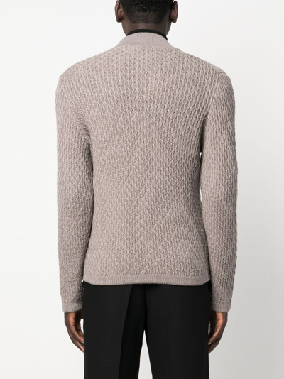 Canali Textured-knit Merino Wool Cardigan In Neutrals