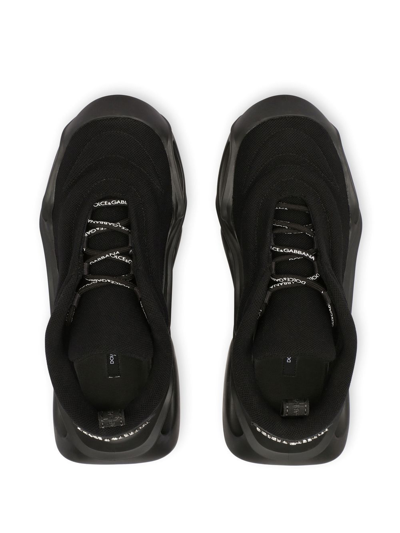 Dolce & Gabbana Fabric Wave Low-top Sneakers In Black
