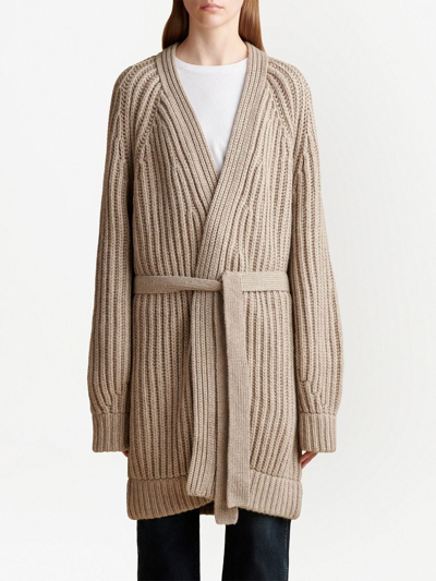 Shop Khaite The Pearl Ribbed Cardigan In Neutrals