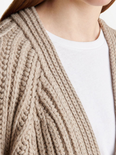 Shop Khaite The Pearl Ribbed Cardigan In Neutrals