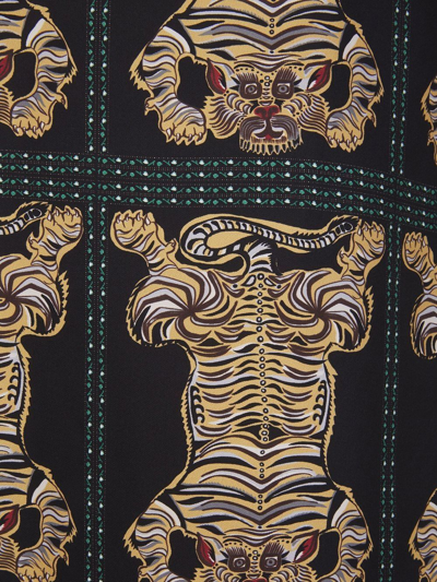 Shop La Doublej Tiger-print Silk Robe In Black