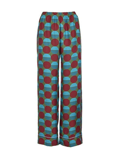 Shop La Doublej Graphic-print Silk Pyjama Set In Blue