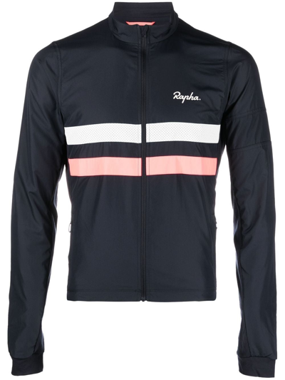 Shop Rapha Brevet Striped Performance Track Jacket In Blue