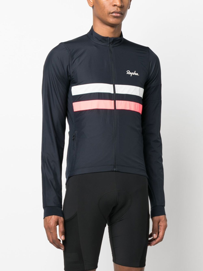 Shop Rapha Brevet Striped Performance Track Jacket In Blue