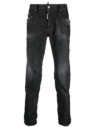 Shop Dsquared2 Distressed Skinny-cut Jeans In Black