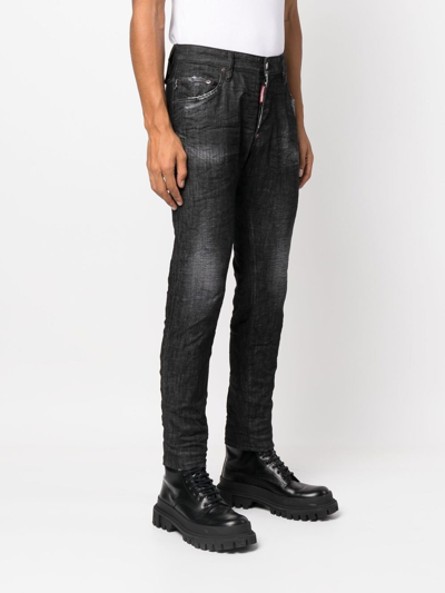 Shop Dsquared2 Distressed Skinny-cut Jeans In Black