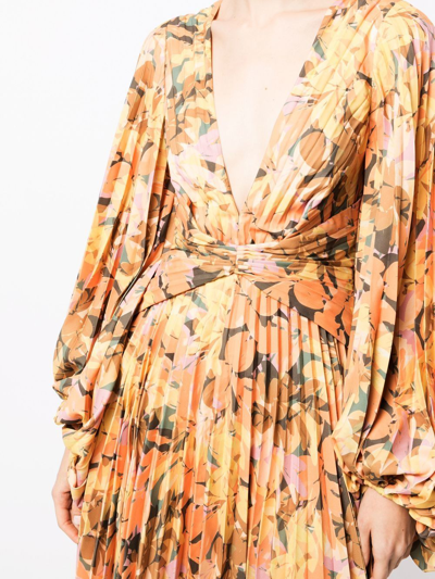 Shop Acler Palms Floral-print Dress In Orange