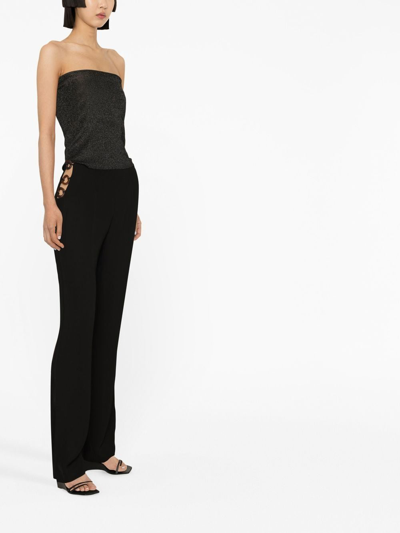 Shop St Agni Galaxy Strapless Sheer Knit Top In Black