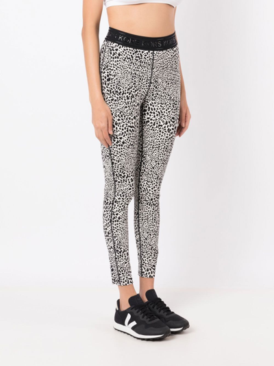 Michael Michael Kors Animal Print Leggings In Black