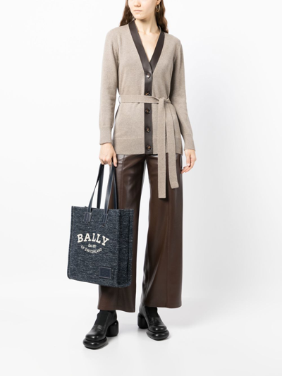 Bally Tie-waist Wool Cardigan In Brown