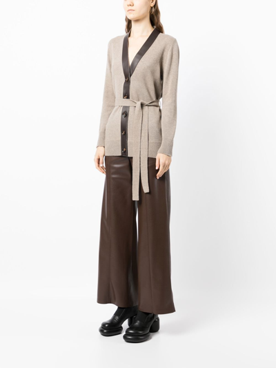 Bally Tie-waist Wool Cardigan In Brown