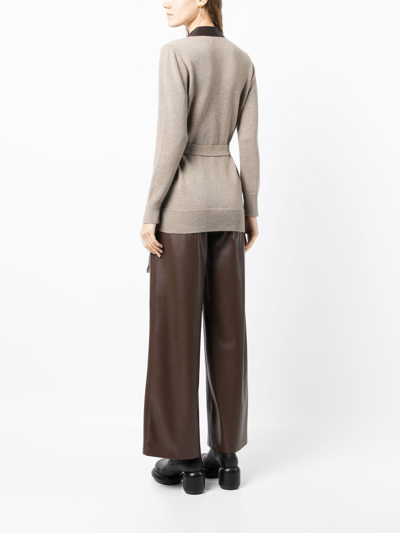 Bally Tie-waist Wool Cardigan In Brown