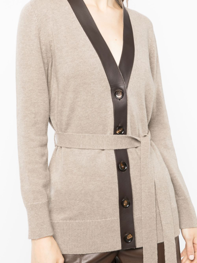 Bally Tie-waist Wool Cardigan In Brown