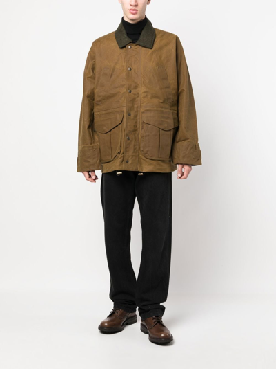 Shop Filson Waxed Cotton Field Jacket In Brown