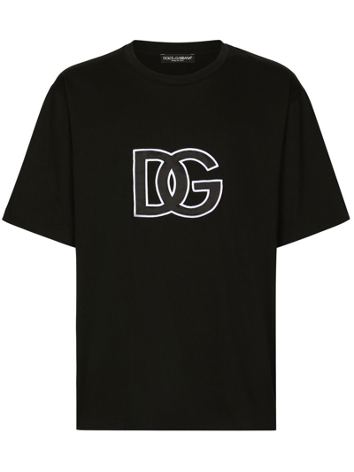 Shop Dolce & Gabbana Dg-logo Print Cotton T-shirt In Black
