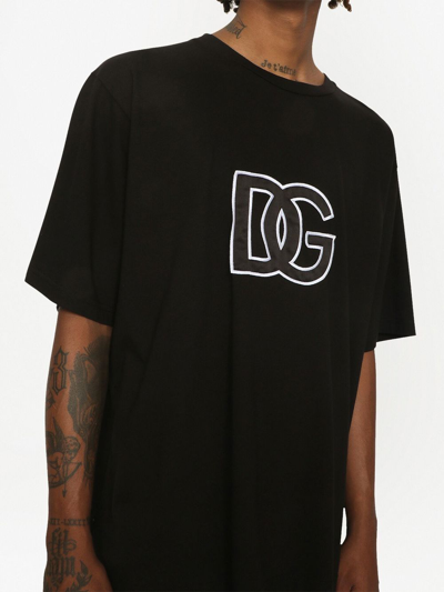 Shop Dolce & Gabbana Dg-logo Print Cotton T-shirt In Black