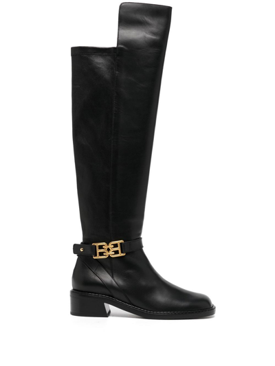 Shop Bally Eloire Leather Long Boots In Black