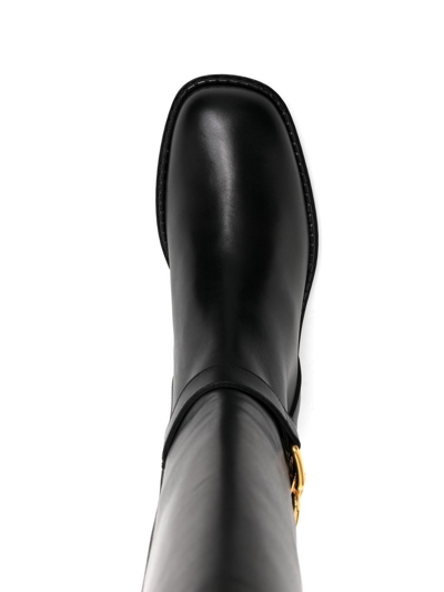 Shop Bally Eloire Leather Long Boots In Black