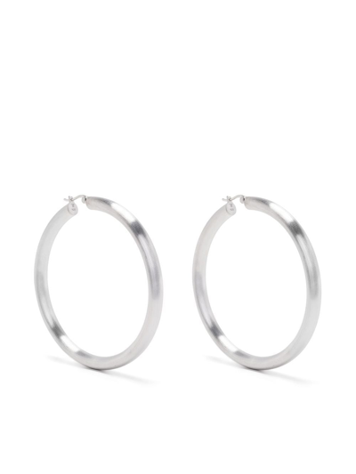 Shop Tom Wood Classic Thick Satin Giant Hoop Earrings In Silver