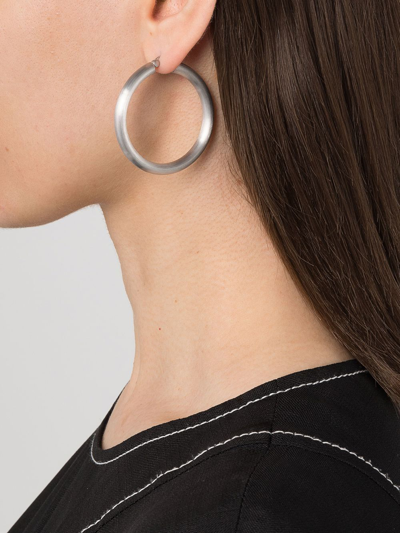 Shop Tom Wood Classic Thick Satin Xl Hoop Earrings In Silver