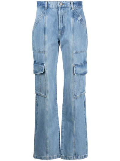 Shop Frame High-rise Straight-leg Jeans In Blue