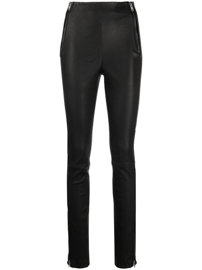 Shop Helmut Lang Zip-detail High-waisted Trousers In Black