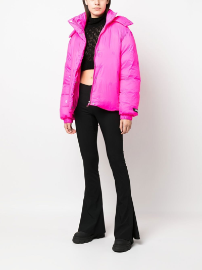 Shop Rotate Birger Christensen Tina Logo-patch Zip-up Jacket In Pink