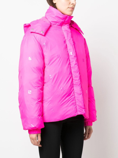 Shop Rotate Birger Christensen Tina Logo-patch Zip-up Jacket In Pink