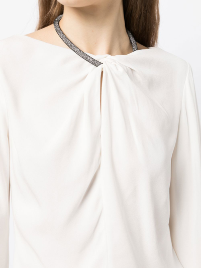 Shop A.l.c Skylar Embellished Neck-strap Blouse In White