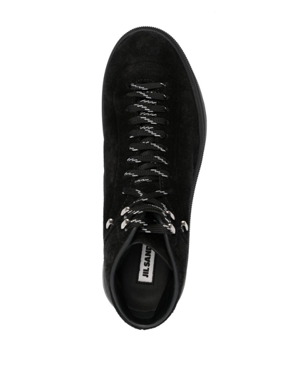 Shop Jil Sander Lace-up Suede Hiking Boots In Black