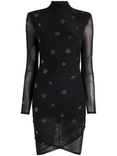 Cinq À Sept Marlene Rhinestone Star Midi Dress In Black