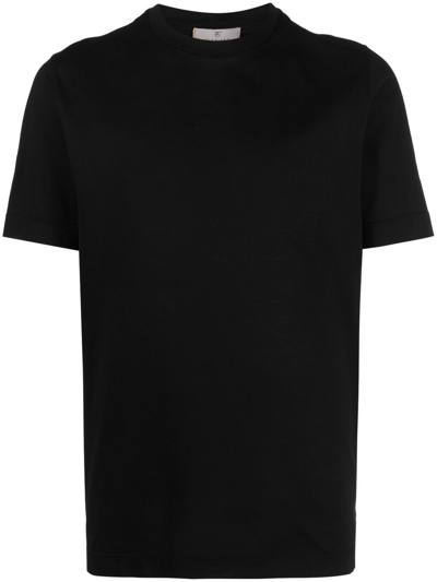Shop Canali Crewneck Cotton Jersey T-shirt In Black