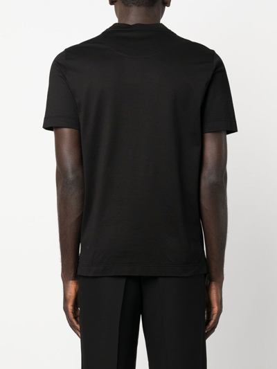 Shop Canali Crewneck Cotton Jersey T-shirt In Black