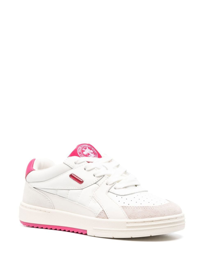 Palm Angels Palm University Mixed Leather Sneakers In White