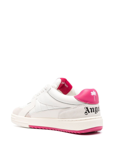 Palm Angels Palm University Mixed Leather Sneakers In White