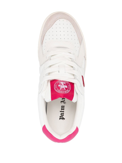 Palm Angels Palm University Mixed Leather Sneakers In White