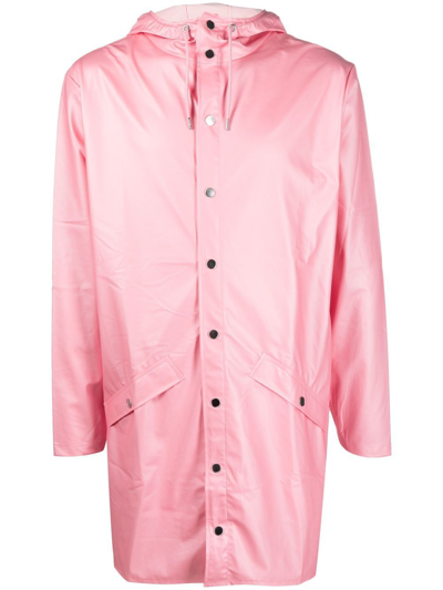 Shop Rains Zip-up Hooded Raincoat In Pink