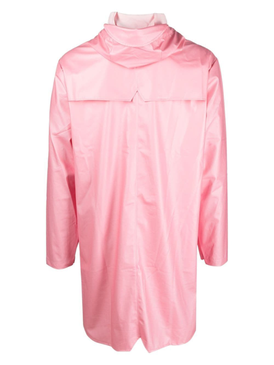 Shop Rains Zip-up Hooded Raincoat In Pink
