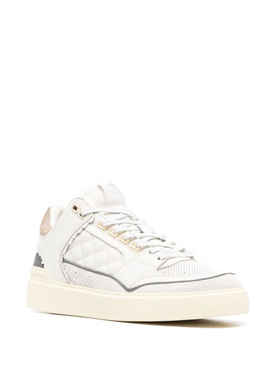 Shop Balmain B-court Leather Sneakers In White