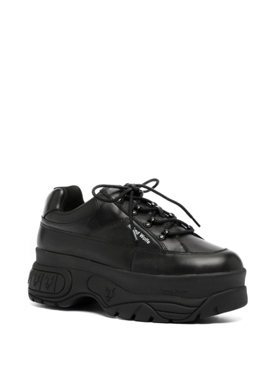 Naked Wolfe Black Sporty 70 Platform Leather Sneakers