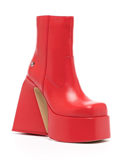 Naked Wolfe Jane Platform Leather Heeled-boots In Red