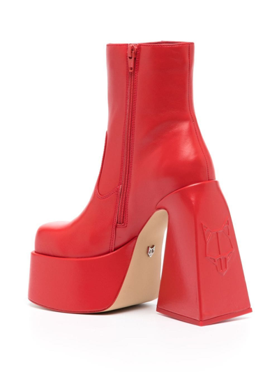 Naked Wolfe Jane Platform Leather Heeled-boots In Red