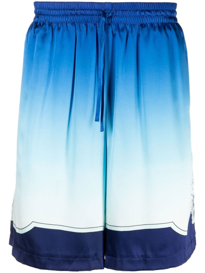 Shop Casablanca Place Vendome Silk Shorts In Blue