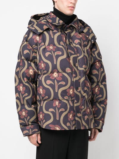 Shop Jacquemus Graphic-print Padded Jacket In Green