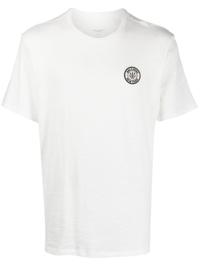 Shop Rag & Bone Logo Patch Cotton T-shirt In White