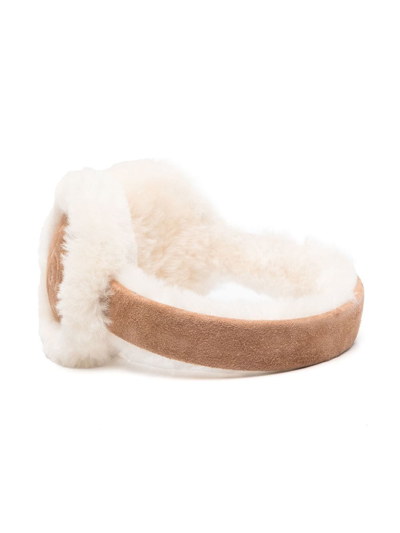 Ugg Logo-embroidered Shearling Ear Muffs In Ches Chestnut