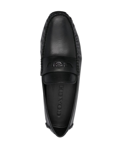 Shop Coach Signature Coin Driver Loafers In Black