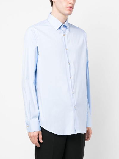 Shop Paul Smith Point-collar Long-sleeve Shirt In Blue
