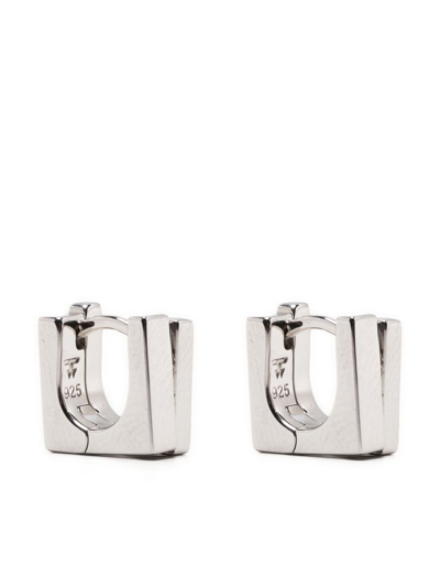 Shop Tom Wood Step Huggie Earrings In Silver