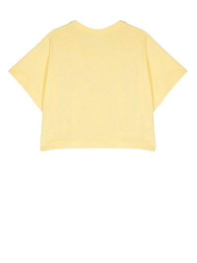 Shop N°21 Logo-print Cropped T-shirt In Yellow